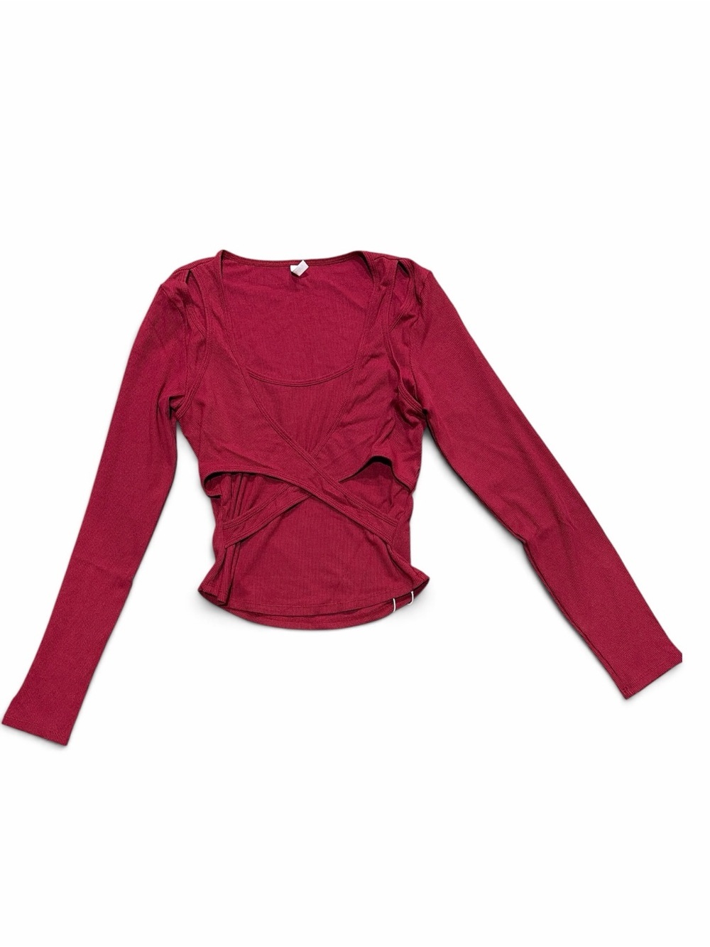 Halara Long-Sleeve Wrap Front Red Large